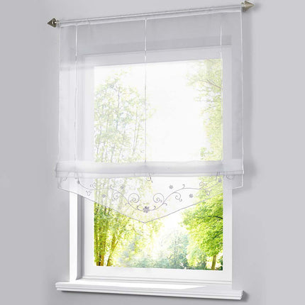 Kjøkken liftgardin med delikat broderi