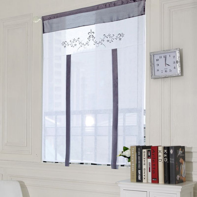 Justerbar liftgardin til kjøkkenvindu brodert