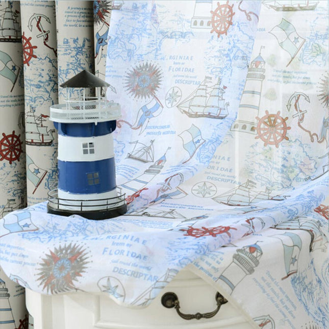 Tynn gardin med maritimt tema