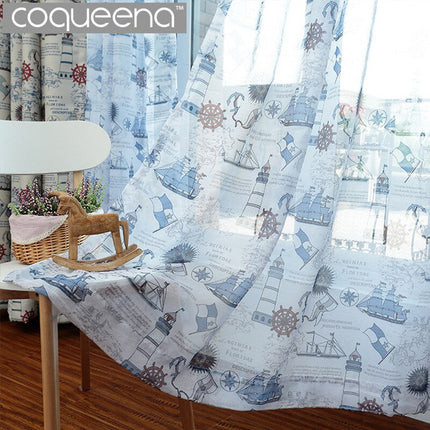 Tynn gardin med maritimt tema