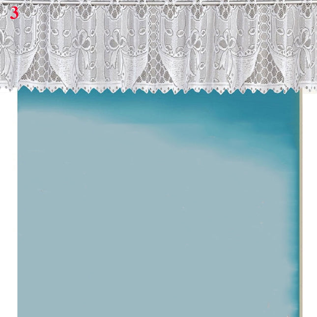 Klassisk blondekappe til kjøkkenvindu