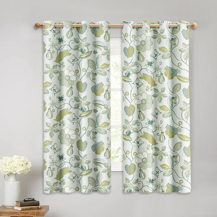 Mørkeblå gardin Odda med blomstermotiv