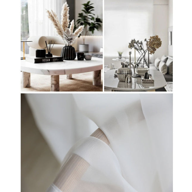 Moderne hvit gjennomsiktig gardin stue