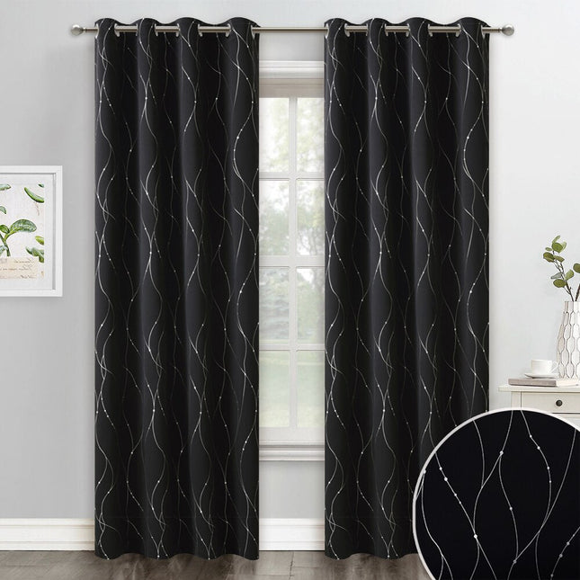 Svart lystett gardin med bølgemønster