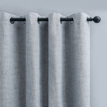 Grå gardin med naturlig linstruktur