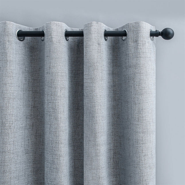 Grå gardin med naturlig linstruktur