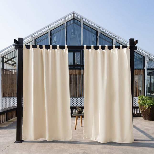 Korallfarget utendørs gardin med hemper