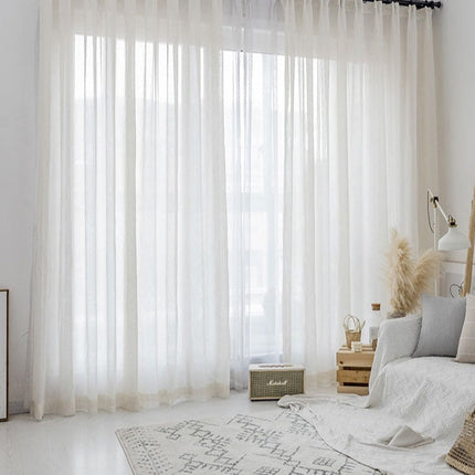 Tynn gardin i naturlig lin-look