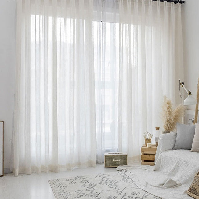 Tynn gardin i naturlig lin-look