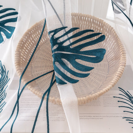 Tynn gardin med monstera bladmønster