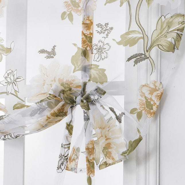 Liftgardin i voile med blomstermønster