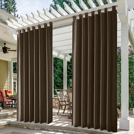 Mørkebrun utegardin med stroppefeste