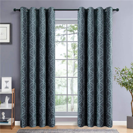 Mørkegrønn mørkleggingsgardin med geometrisk design