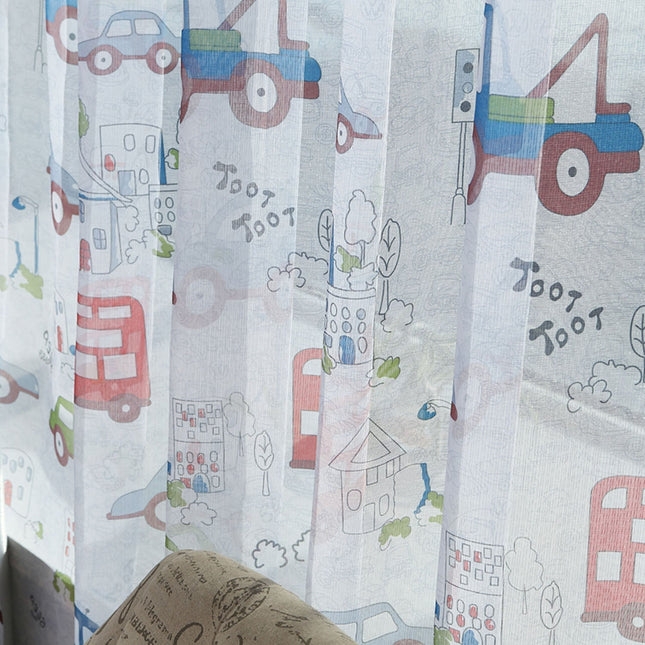 Tynn gardin til barnerom med biler