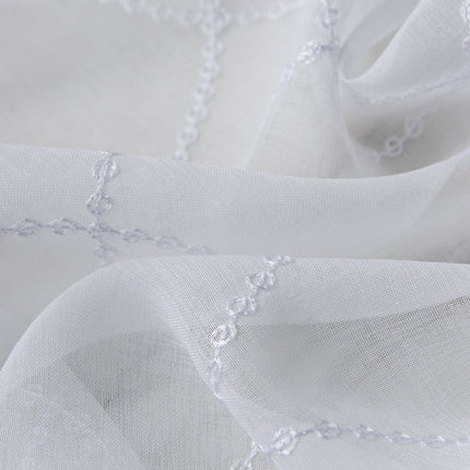 Moderne tyllgardin med geometrisk sirkelmønster