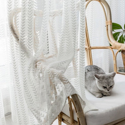 Lysfiltrerende gardin med fiskebeinsmønster