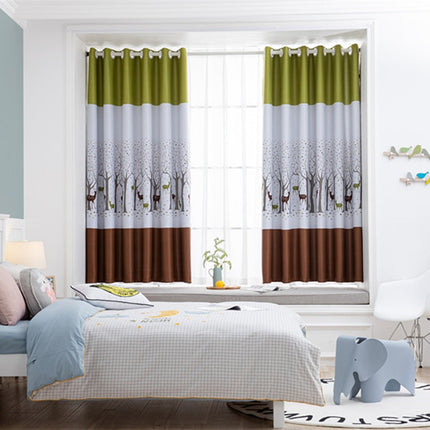 Barneromsgardin med skog og hjort