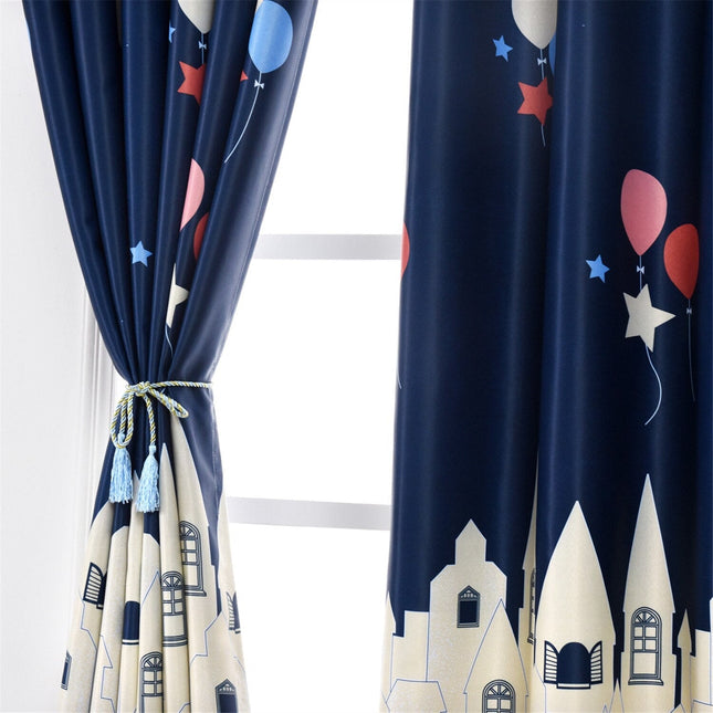 Gardin til barnerom med slottmønster