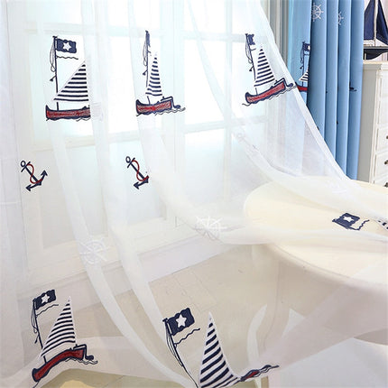 Tynn gardin Comaile med seilbåtmotiv