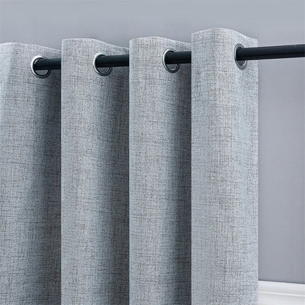 Grå gardin med naturlig linstruktur