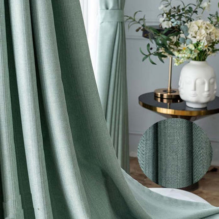 Sjøgrønn lystett gardin med linstruktur
