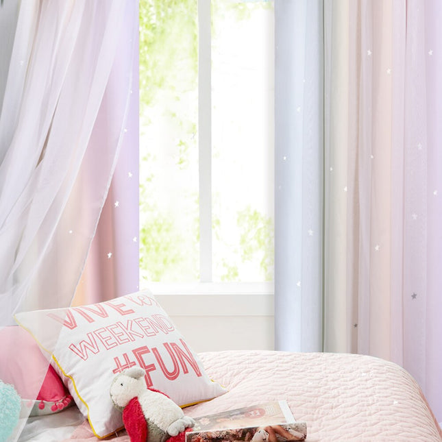 Fargerik florlett gardin for uteplass