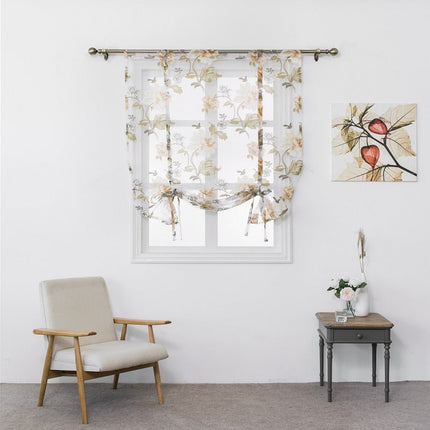 Liftgardin i voile med blomstermønster