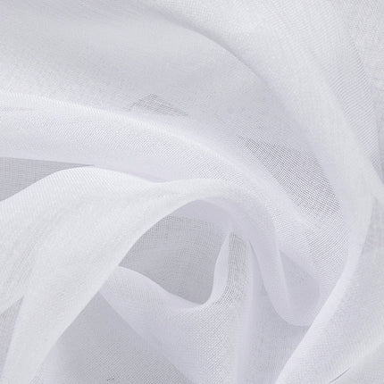 Ensfarget hvit tynn gardin med maljer