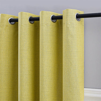 Sennepsgul lystett gardin med linstruktur