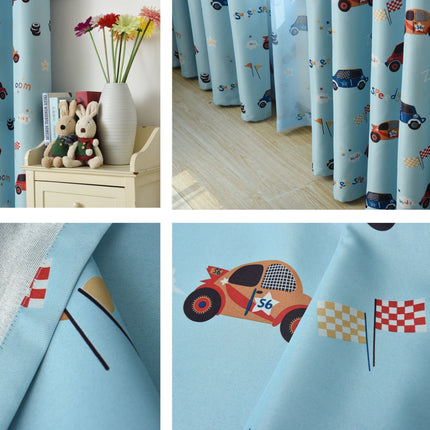 Lystett gardin til barnerom med biler