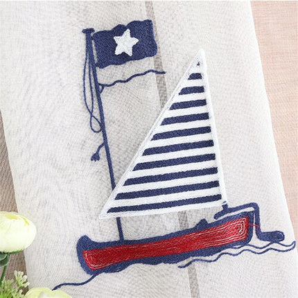 Tynn gardin Comaile med seilbåtmotiv