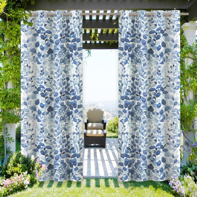 Utendørsgardin med akvarell bladmotiv