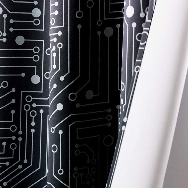 Gardin med kretskortmønster for gutterom