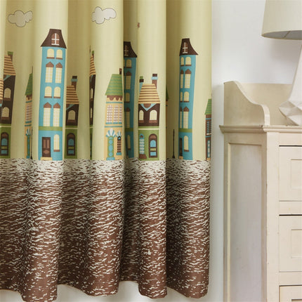 Gardin til barnerom med by-motiv