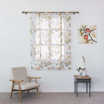 Liftgardin i voile med blomstermønster