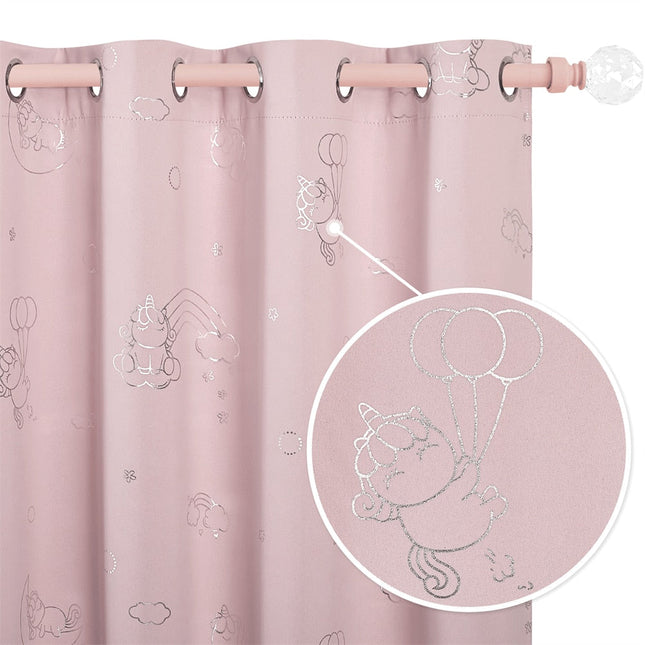 Rosa barneromsgardin Loima med enhjørninger