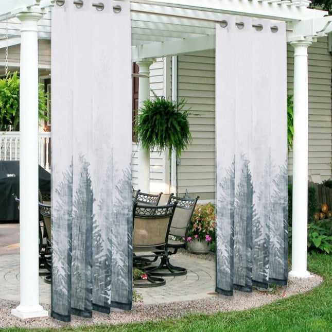 Utendørs gardin med trykt skogsmotiv