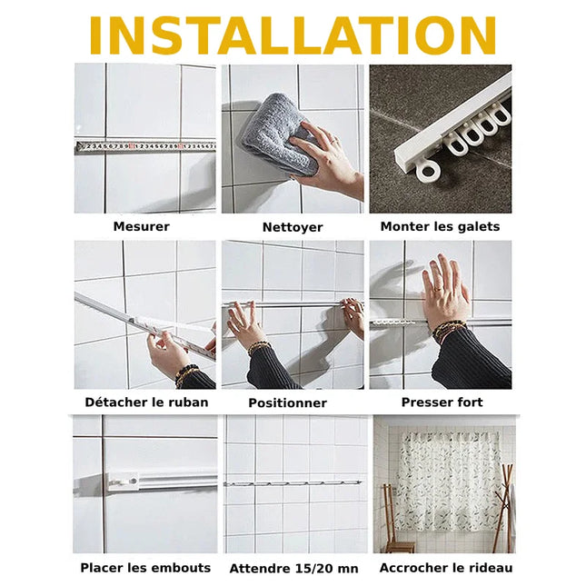 Gardinskinne uten boring for enkel montering