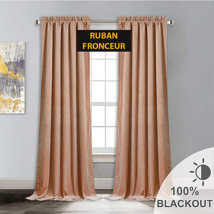 Beige lystett fløyelsgardin med maljer