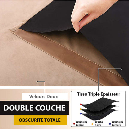 Beige lystett fløyelsgardin med maljer