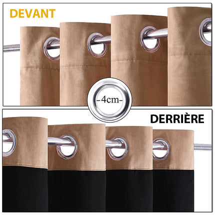 Beige lystett fløyelsgardin med maljer