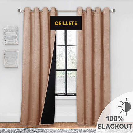 Beige lystett fløyelsgardin med maljer