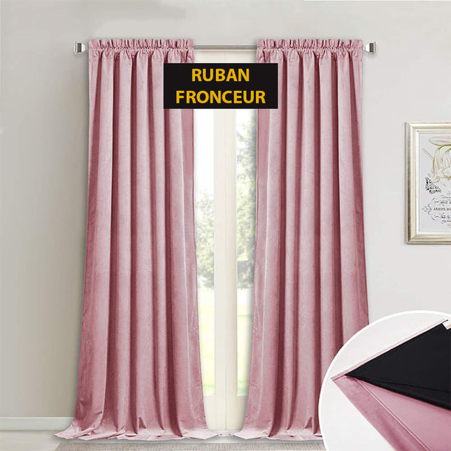 Pudderrosa lystett gardin i fløyel