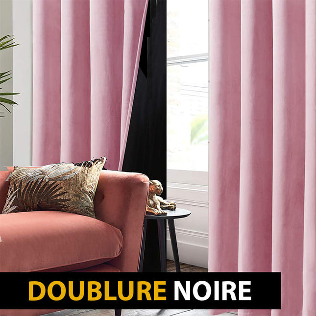 Pudderrosa lystett gardin i fløyel