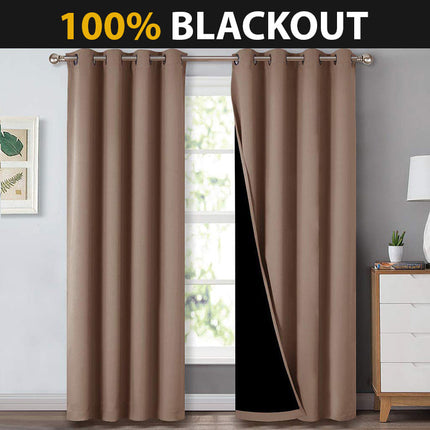 Mørk beige akustisk lystett gardin