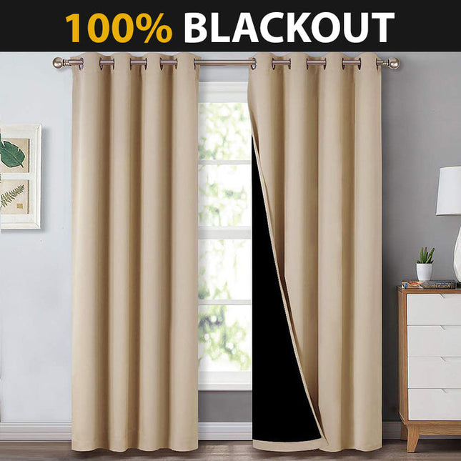 Beige termisk lystett gardin til soverom