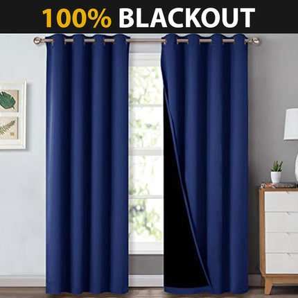 Marineblå lydisolerende og lystett gardin