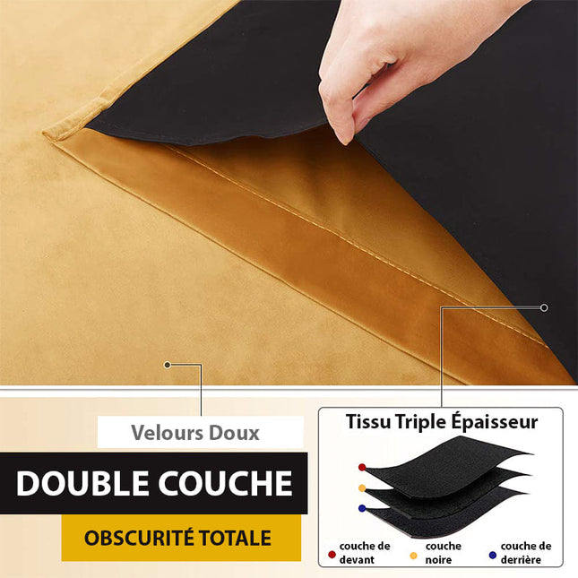 Sennepsgul lystett gardin i fløyelsstoff