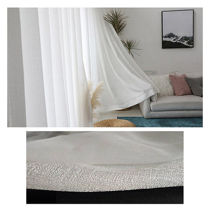 Ensfarget hvit gjennomsiktig gardin for stue