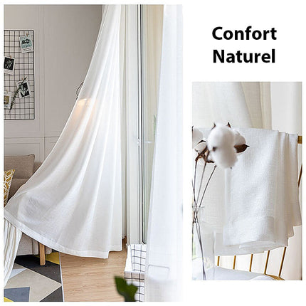 Ensfarget hvit gjennomsiktig gardin for stue